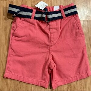 NEW The Children's Place Belted Chino Shorts - Coral - Size 2T